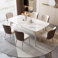 Ensemble de table et chaises de salle à manger rectangulaire en marbre moderne de luxe, 4 à 6 places, meubles classiques pour restaurant et salon, vente en gros