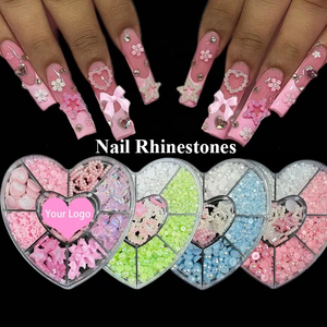 Breloque 3D en résine pour ongles, 1 boîte, accessoire pentagramme, accessoire mixte, rose, blanc, creux, pour manucure - Product Image 1