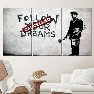 Printed <b>Canvas</b>: Banksy Graffiti Art - Cancelled Dreams <b>Wall</b> Hanging,SET OF 3 <b>CANVAS</b> - Product Image 3