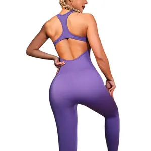 Tulumlar tulum özelleştirme Mujer bayanlar dikişsiz Bodycon Spandex kargo Yoga 2023 kız tulum kadın Bodysuits tulumlar