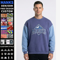 Sweat-shirts pour hommes avec logo brodé personnalisé, vêtements de sport, coupe ample, couleur contrastée, pull décontracté pour la salle de sport, la course à pied
