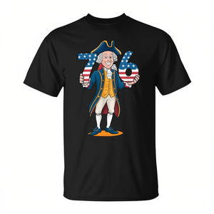 T-shirt patriotique George Washington 76 unisexe pour adulte, col rond, manches courtes, impression numérique - Product Image 3