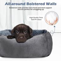 Fabrication sur mesure de tapis pour chien rectangulaires empilables personnalisés en peluche courte brun clair, lit pour petit chien avec oreiller sur 4 côtés