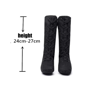 Botas de Baile de Jazz de Lona con Suela Blanda para Adultos, Precio de Fábrica, Botas de Baile con Cordones y Suela Partida para Jazz Moderno, Disfraz de Halloween - Product Image 5