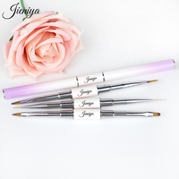Fabricant de brosses à ongles de pointe, logo personnalisé, manche en métal rose et blanc, brosse à ongles double tête, brosses doubles