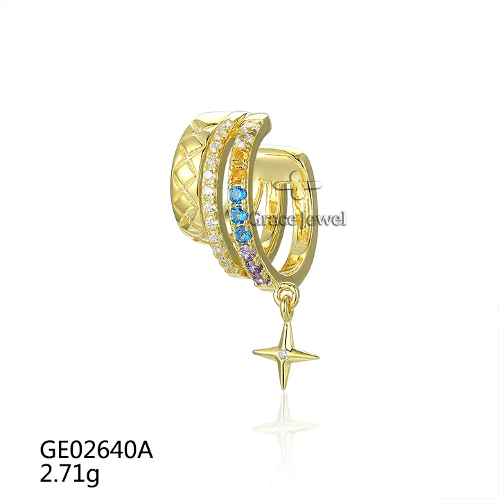 Grace Jewelry Stack Style Vergoldet 925 Silber Bunte Edelstein Star Universe Schmuck Designer Ohrringe