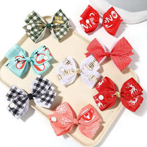 Set de Accesorios para el Cabello Navideños para Niños, Hechos a Mano, de Poliéster, con Lazo <span class=keywords><strong>Jojo</strong></span> y Estampado de Leopardo, Pinza para el Cabello de Bebé, Superventas Transfronterizo - Product Image 1