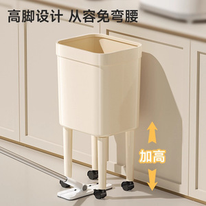 <b>Tall</b> Trash Can With Wheels Rectangular Indoor Waste <b>Bin</b> For Living Room <b>Kitchen</b> Bedroom Bathroom Large Capacity Portable - Product Image 4