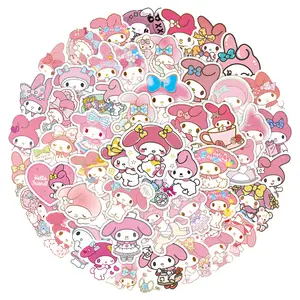 Xm 50 Stuks Leuke Cartoon Mijn Melodie Kuromi Cartoon Kawaii Stickers Voor Laptop Waterpoof Fles Kids Speelgoed Decor Sanrio Label Sticker