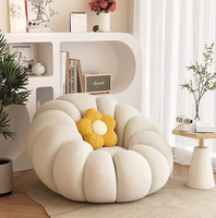 Fauteuil pouf minimaliste moderne en forme de citrouille, siège individuel, tissu polaire moelleux, rembourrage en éponge, couleur personnalisable, portable, pour salon