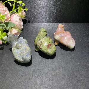 Natural Hand Carved Realistic Heart Ocean Jasper Moss Agate Human Heart Shape Carving For Healing