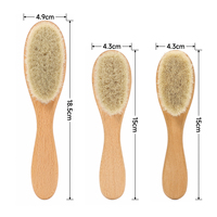 Brosse à cheveux pour bébé en bois de hêtre, brosse à visage pour bébé en bois de Schima, brosse de toilettage pour nouveau-né à poils doux en laine d'agneau