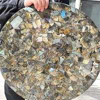 Sous-verre rond en Labradorite naturelle Spécimen minéral en cristal Autre produit d'artisanat en cristal