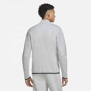Cardigan zippé décontracté pour homme, en molleton de coton 350 g/m², col montant, coupe régulière, idéal pour le sport et les activités de plein air au printemps - Product Image 2