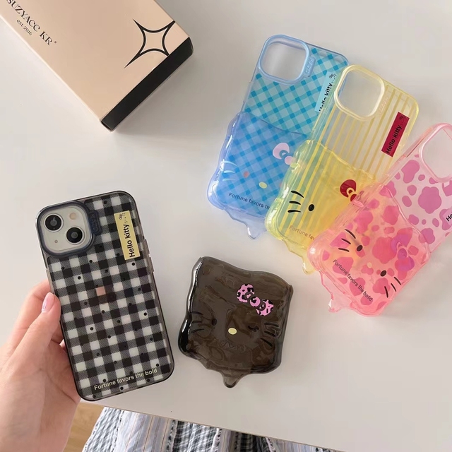 Kawaii Hello Kitty Pop Design Transparent Silicone Back Cover Fashion Cute NIMMY Pets TPU Phone Case for iPhone 15 Pro Max 14