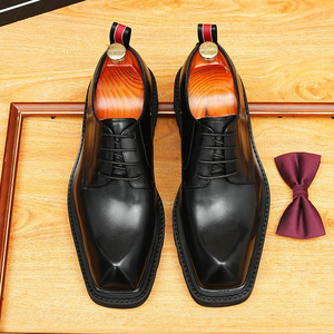 Nouvelles Chaussures Habillées Tendance pour Hommes, Modèle Pointu, à Lacets, Rehaussantes, Imperméables et Respirantes - Product Image 4