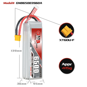 <span class=keywords><strong>Batterie</strong></span> LiPo RC GNB GAONENG 6500MAH 3S 11.1V 60C 120C XT60 à décharge élevée pour hélicoptère - Product Image 3