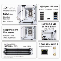 Carte mère B760M LGA1700 DDR4 4800 OC WiFi 6 2.5G LAN 12+1+1 Phase Power White Edition Micro ATX pour PC de jeu