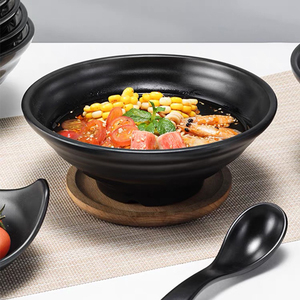 Unbreakable Restaurant <strong>Dinnerware</strong> 100% Melamine Soup Rice Bowl Japanese Style Black Ramen Pho Noodle Melamine Bowl for Wholesale - Product Image 2