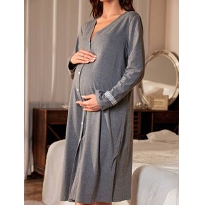 Abiti premaman donna incinta maternità monopetto manica lunga camicia <span class=keywords><strong>da</strong></span> <span class=keywords><strong>notte</strong></span> <span class=keywords><strong>per</strong></span> pigiama madre - Product Image 1