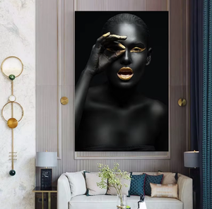 Affiche murale moderne en toile moyenne, <span class=keywords><strong>portrait</strong></span> de <span class=keywords><strong>femme</strong></span> africaine noire et <span class=keywords><strong>nue</strong></span>, aquarelle - Product Image 3