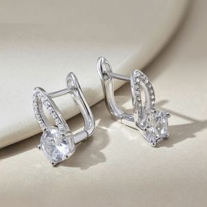 Dylam Classic Simplicity Design 925 Sterling <b>Silver</b> Rhodium Plated 5A Cubic Zirconia Diamond Hallow Out <b>Hoop</b> Earrings for Women - Product Image 6