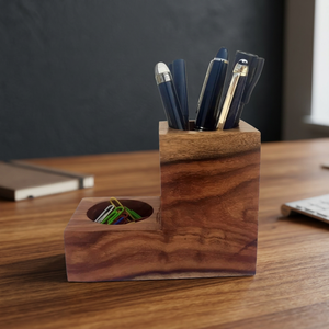 Portalápices de Madera Pintado a Mano, Ecológico, Hexagonal, Moderno, Organizador de Escritorio, Decoración de Oficina, Artesanía para Negocios - Product Image 1