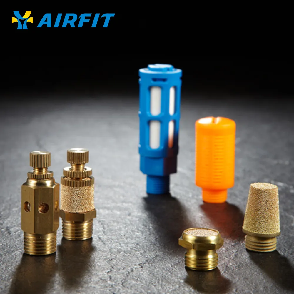 Airfit الأخرى أداة ضغط الهواء أجزاء النحاس الفولاذ المقاوم للصدأ البلاستيك V A نوع الصمت كاتم للصوت كاتم للصوت