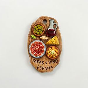 Aimant de réfrigérateur personnalisé Espagne Barcelone <span class=keywords><strong>Tapas</strong></span>, modèle alimentaire 3D en résine, souvenirs <span class=keywords><strong>vin</strong></span> et jambon, autocollant aimanté pour décoration de réfrigérateur - Product Image 1