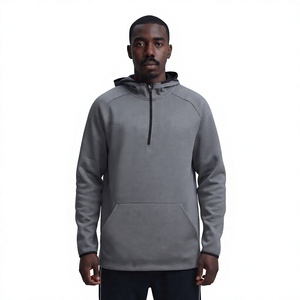 Sweat à capuche zippé gris uni pour homme, en molleton bouclette à séchage rapide, coupe classique, idéal pour la course et le jogging - Product Image 1