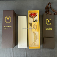 S058 Rose Plaquée Or 24 carats Coffret Cadeau Fête des Mères Rose Naturelle Dorée Immortelle Plaquée Or pour la Saint-Valentin