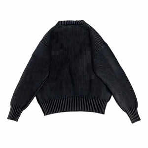 Suéter de punto con logotipo personalizado, cuello redondo, hombros caídos, estilo oversize, tejido de invierno, informal, con efecto lavado ácido, para hombre - Product Image 4