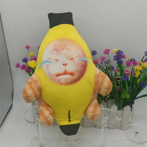 Yaratıcı muz kedi bebek Meme yıkanmış süper yumuşak peluş PP pamuk anahtarlık dolması ağlayan muz kedi sesli oyuncak - Product Image 2