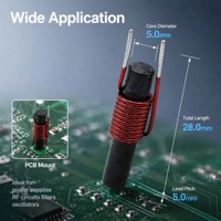 Inducteur de puissance radial personnalisé à noyau en tige, enroulé de fil de cuivre émaillé, à travers trou, pour convertisseur DC-DC et alimentation électrique