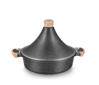 Marmite à tajine en aluminium moulé sous pression, antiadhésive, pour ragoûts et soupes, avec couvercle, compatible induction, en stock, OEM