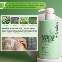 Oushen Gel douche parfumé éclaircissant pour le corps Huile d'arbre à thé à la vitamine E Liquide apaisant pour la peau Gels douche rafraîchissants à bulles