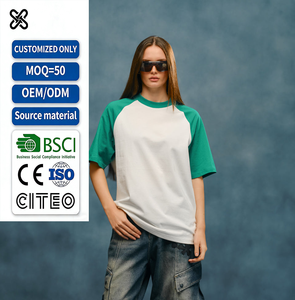 Green <b>White</b> Raglan Short Sleeve Shirt Crew Neck Color Block Loose Fit Casual Streetwear <b>Tee</b> - Product Image 1