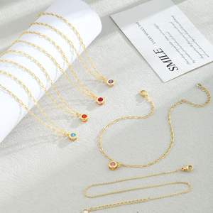 गर्मियों के जन्म पत्थर के टुकड़े महिलाओं के लिए ग्रीष्मकालीन पैर गहने 14k 18k गोल्डन प्लेटेड बर्थ स्टोन लेयर महिलाओं के लिए - Product Image 2