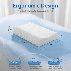 Ergonomic Wave <strong>Pillow</strong> with Dual Height Options Breathable Memory <strong>Foam</strong> Customizable for All Sleepers - Product Image 5