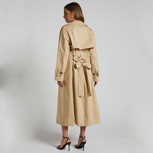 Manteau personnalisé à double boutonnage et à col rabattu <span class=keywords><strong>Trench</strong></span>-Coat <span class=keywords><strong>kaki</strong></span> pour femmes vente en gros - Product Image 5