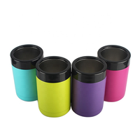 Refroidisseur de canettes en acier inoxydable 12 oz, isolé sous vide, écologique, portable, support pour bouteille de bière, gobelet à double paroi avec couvercle 2-en-1