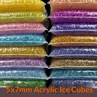 Cubes de glace artificiels en acrylique transparents, cubes de glace en plastique colorés pour fêtes, DIY, gobelets globe de neige, cubes de glace artificiels en acrylique non fondants, 500g