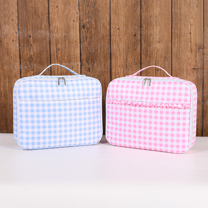 Высокое качество Gingham пользовательские нейлоновые оборки кулер коробка водонепроницаемый изолированный ланч-мешок