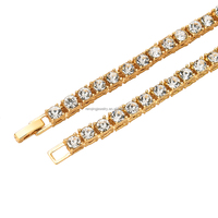 Bracelet punk en diamant pour femmes, 5mm, lien cubain, hip hop, chaîne en paillettes, cz tennis