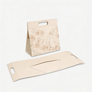 Caja de regalo magnética triangular premium plegable con asa para set de cosméticos, para crema facial, sérum, con asa y logotipo OEM. - Product Image 3