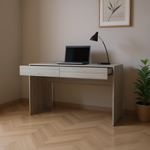 Aberdeen Computer <b>Desk</b> Light Gray Finish Wood Two <b>Drawers</b> Home Office Furniture - Product Image 2