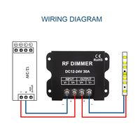 Gradateur LED à Coque en Fer DC 12-24V 30A Monochrome avec Télécommande Sans Fil RF 3 Touches Intégrée 4 Modes d'Éclairage pour Bande Lumineuse