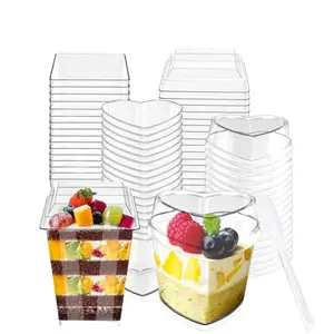 Großhandel transparente quadratische Mousse Cup Kunststoff Dessert Cup Eis Double Skin Milk Cup