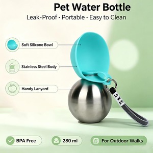 Best Seller Super Design Wholesale 2 in 1 <strong>Dog</strong> Water <strong>Bottle</strong> 280ml Stainless Steel <strong>Drink</strong> <strong>Bottle</strong> 9.47fl.oz for Pets Portable ODM - Product Image 2