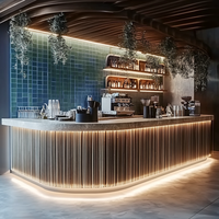 Comptoir de magasin de bubble tea moderne, design d'affichage, comptoir de bar à desserts en pierre, mobilier de boulangerie en bois, design d'intérieur, café